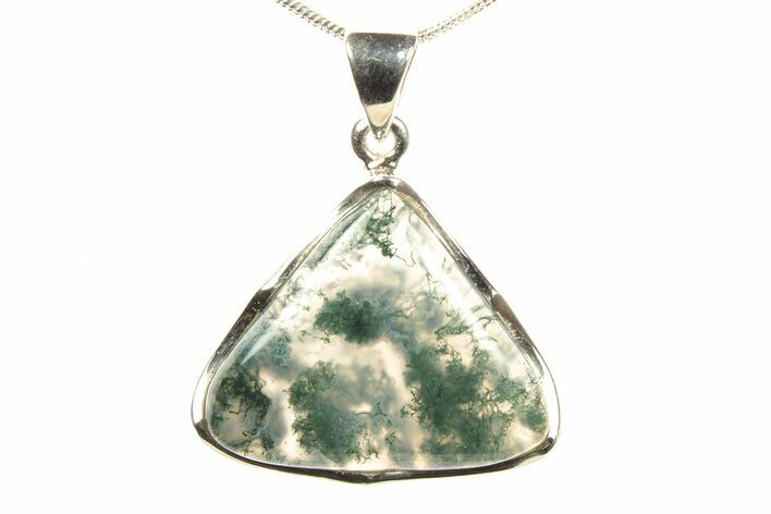 Polished Colorful Moss Agate Pendant - Sterling Silver #279595